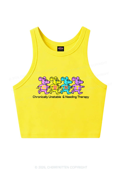 Chronically Unstable Needing Therapy Y2K Crop Tank Top Cherrykitten