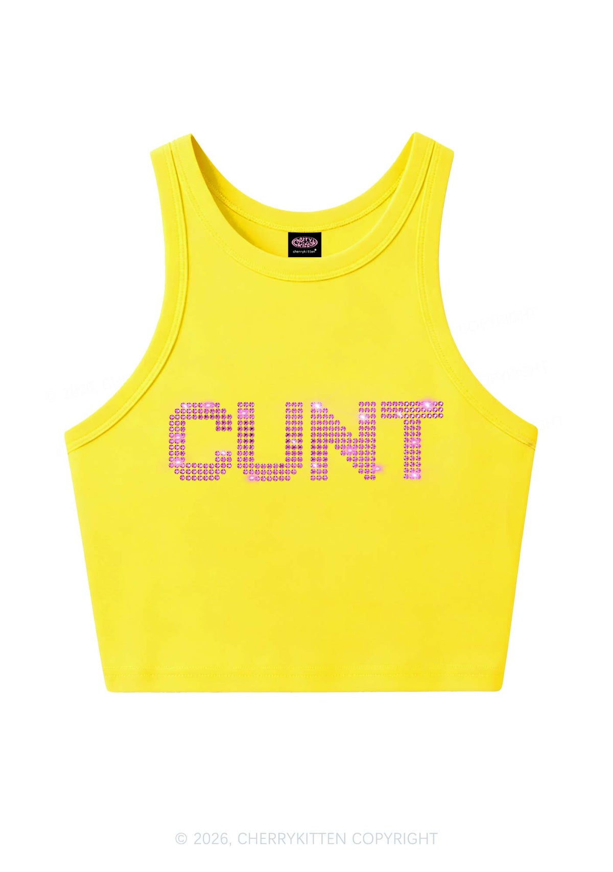 Rhinestone Pink Cxxt Y2K Crop Tank Top Cherrykitten