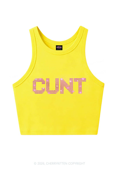 Rhinestone Pink Cxxt Y2K Crop Tank Top Cherrykitten