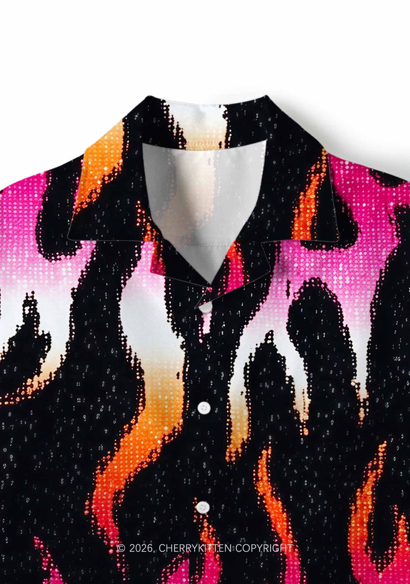 Lesbian Flame Pride Y2K Print Hawaiian Shirt Cherrykitten