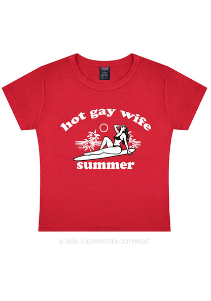 Hot Gay Wife Summer Pride Y2K Baby Tee Cherrykitten