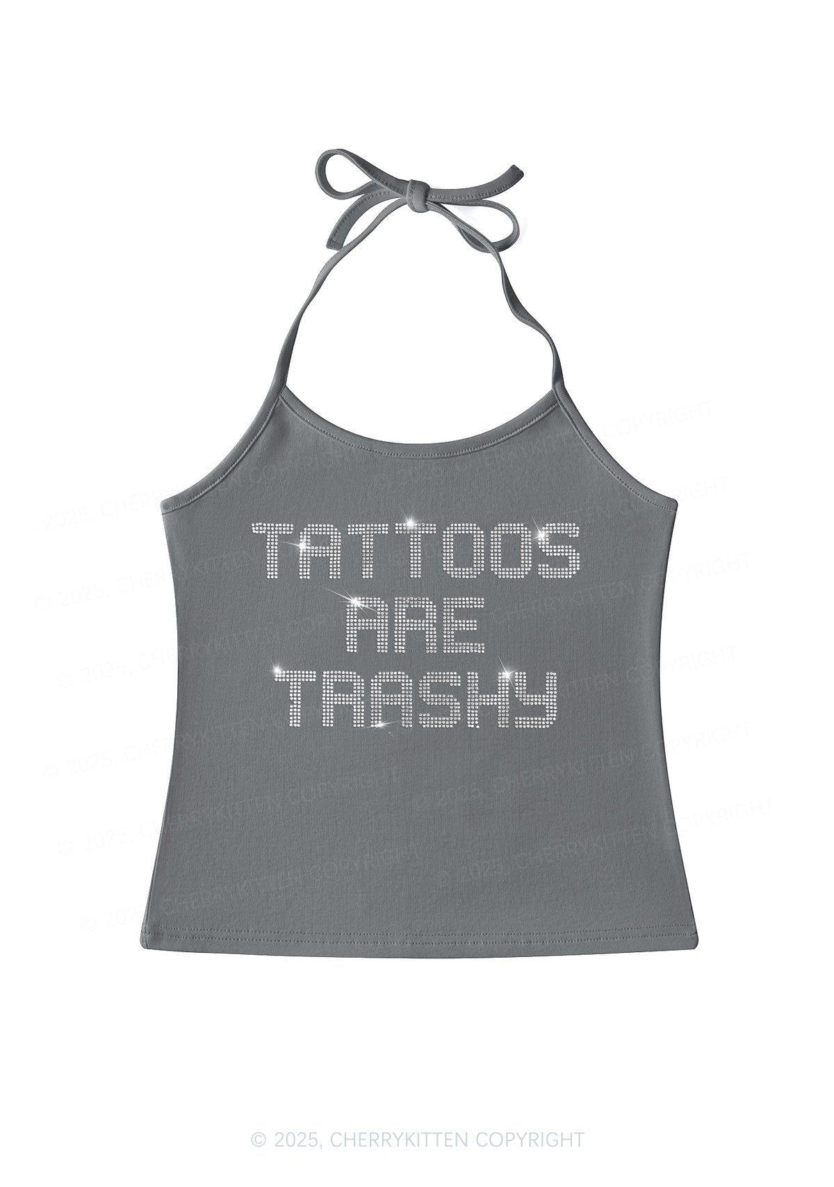 Rhinestone Tattoos Are Trashy Y2K Halter Neck Cami Cherrykitten
