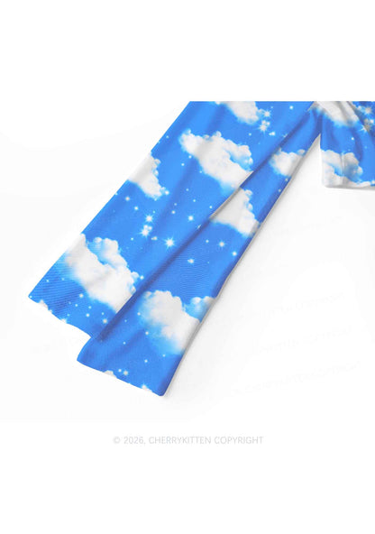Blue Sky Alpha Male Unicorn Y2K Mesh Long Sleeve Crop Top Cherrykitten