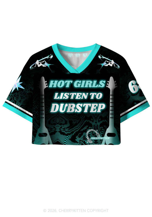 Hot Girls Listen To Dubstep Mint Y2K Crop Sport Jersey Shirts Cherrykitten
