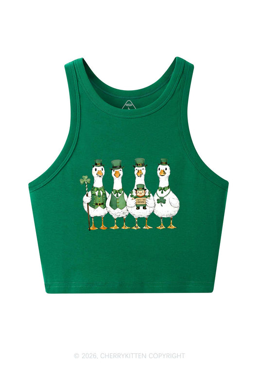 Irish Goose Gang St Patricks Y2K Crop Tank Top Cherrykitten