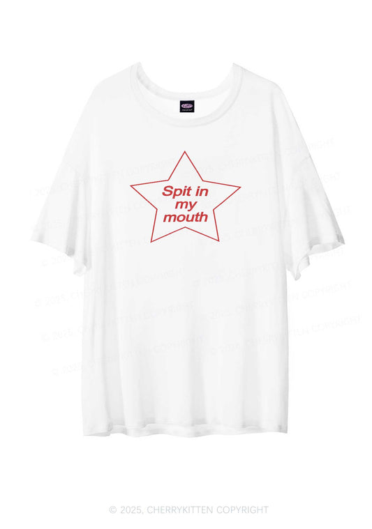 Spit In My Mouth Y2K Sheer Boyfriend Tee Cherrykitten