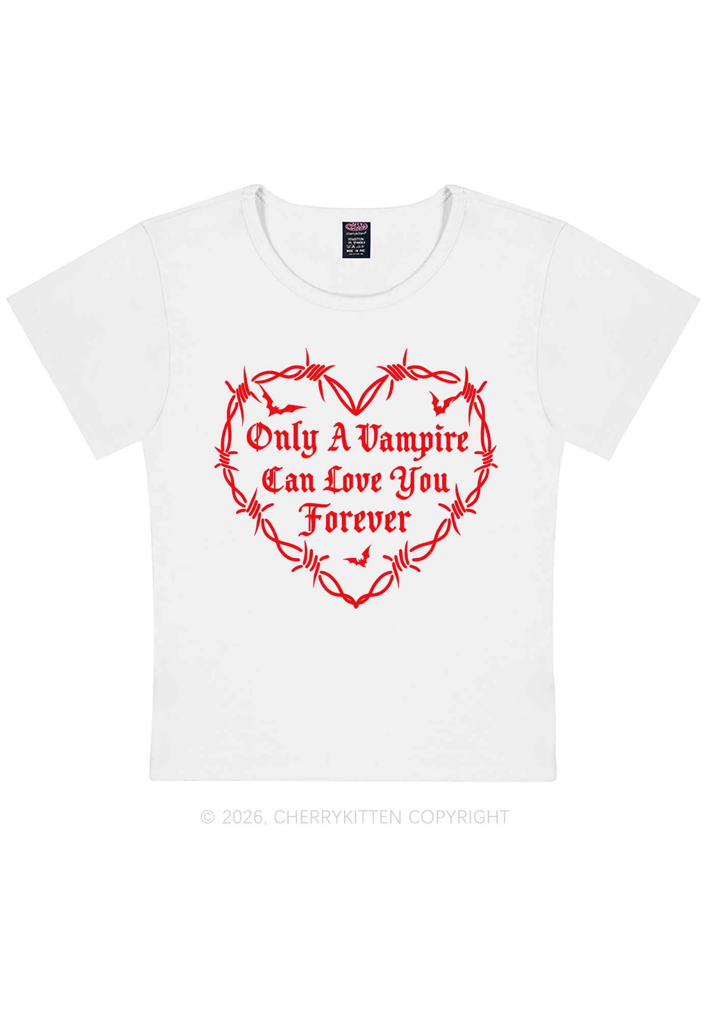 Halloween Vampire Love You Forever Y2K Baby Tee Cherrykitten