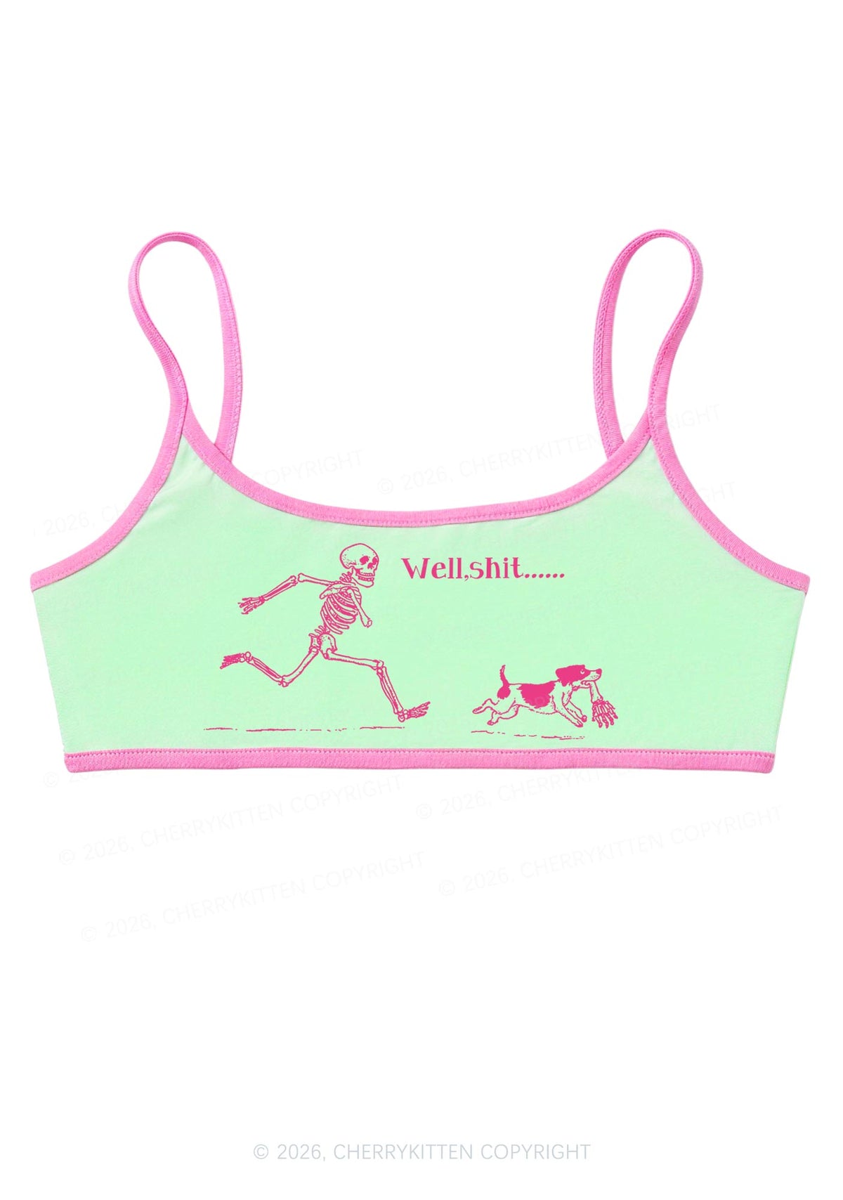 Halloween Skeleton Chase Dog Y2K Super Crop Cami Cherrykitten