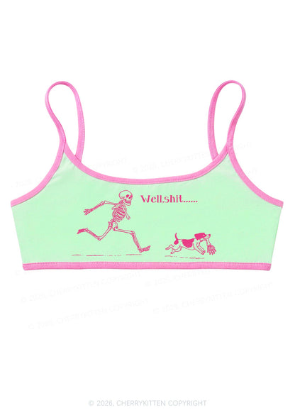 Halloween Skeleton Chase Dog Y2K Super Crop Cami Cherrykitten