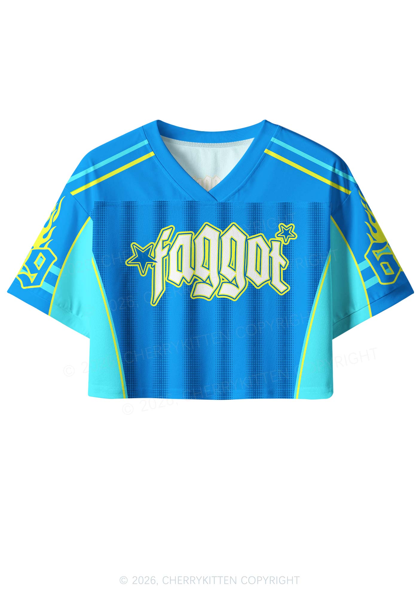 Faggot Blue Star Pride Y2K Crop Sport Jersey Shirts Cherrykitten