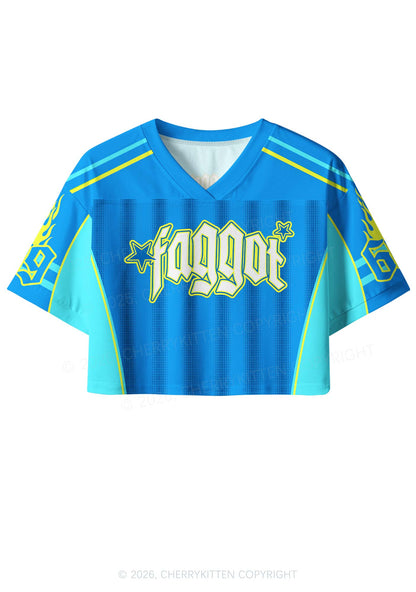 Faggot Blue Star Pride Y2K Crop Sport Jersey Shirts Cherrykitten