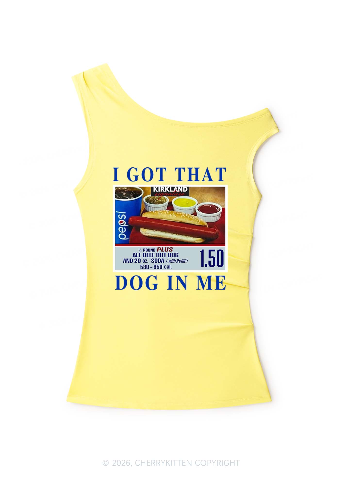 I Got That Hot Dog In Me Y2K Off Shoulder Tank Top Cherrykitten
