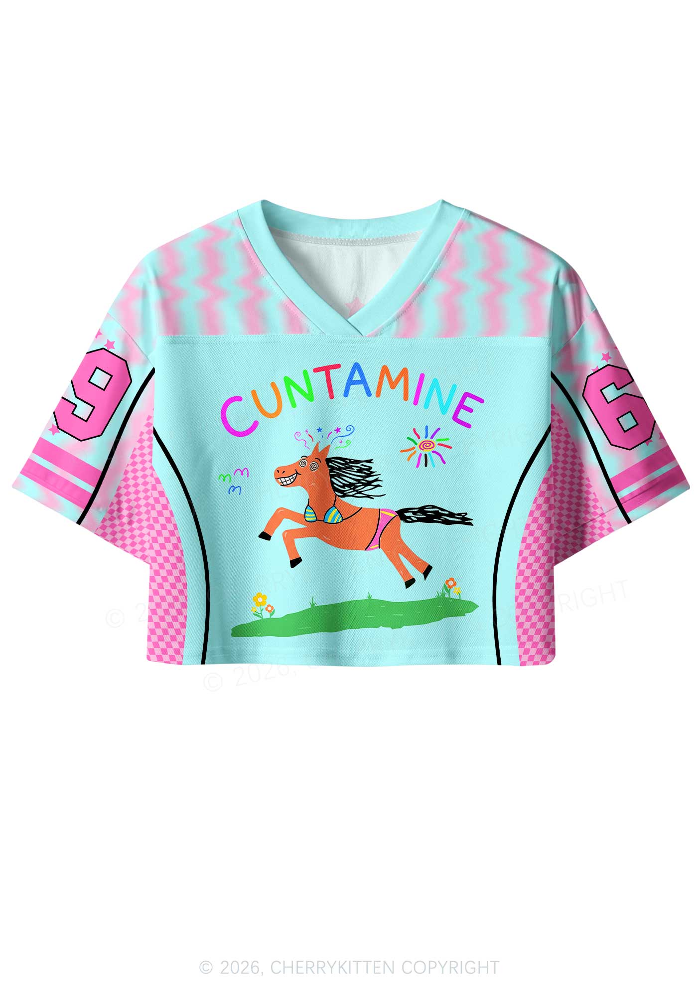Cxxtamine Pony Y2K Crop Sport Jersey Shirts Cherrykitten