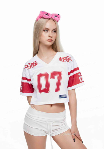 Custom Red Flame Y2K Crop Sport Jersey Shirts Cherrykitten