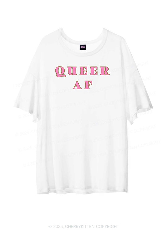 Queer AF Pride Y2K Sheer Boyfriend Tee Cherrykitten