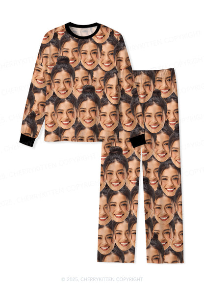 Custom Portrait Valentine's Day Y2K Print Long Sleeve Pajama Set Cherrykitten