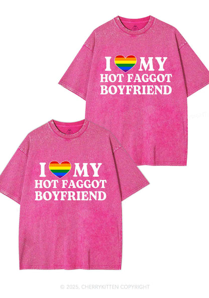 Love My Hot Faggot BF Y2K Valentine's Day Washed Tee Cherrykitten