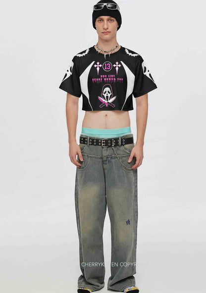 Halloween Custom Like Scary Movie Y2K Crop Sport Jersey Shirts Cherrykitten
