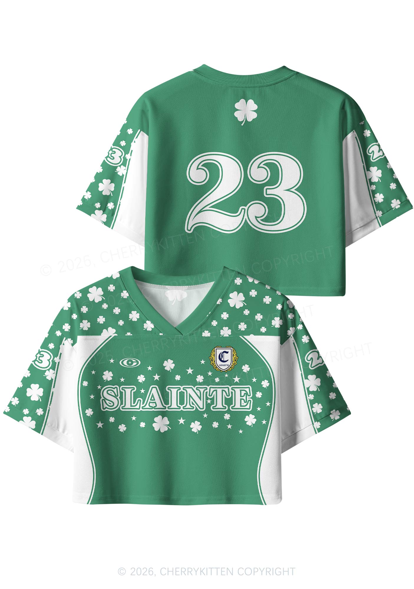 Custom Slainte St Patricks Y2K Crop Sport Jersey Shirts Cherrykitten