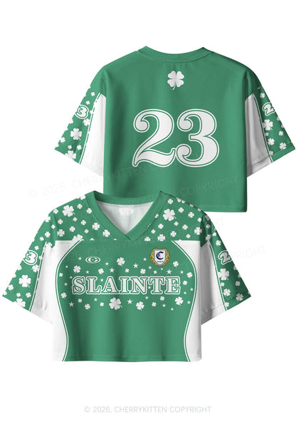 Custom Slainte St Patricks Y2K Crop Sport Jersey Shirts Cherrykitten