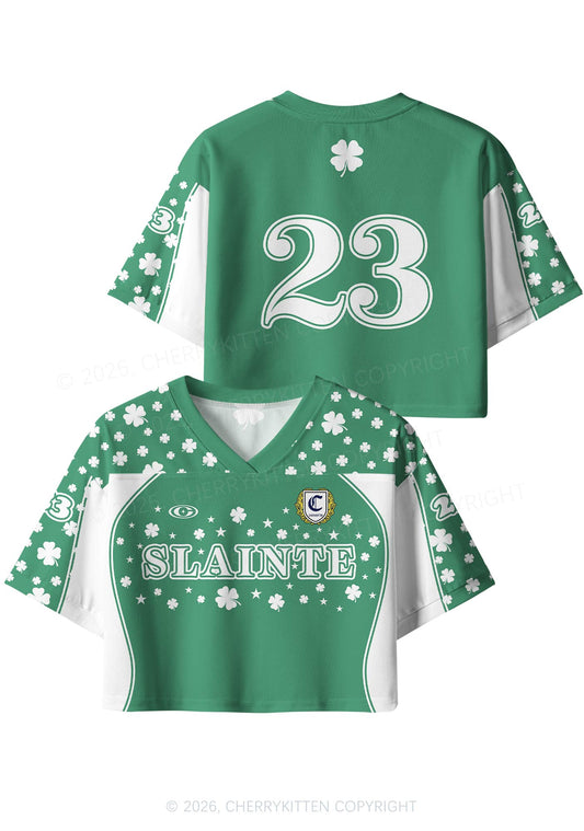 Custom Slainte St Patricks Y2K Crop Sport Jersey Shirts Cherrykitten