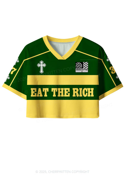 Custom Yellow Eat The Rich Y2K Crop Sport Jersey Shirts Cherrykitten