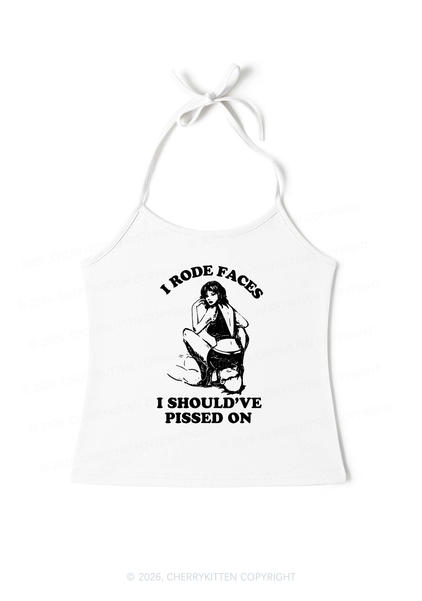 I Rode Faces Y2K Halter Neck Cami Cherrykitten