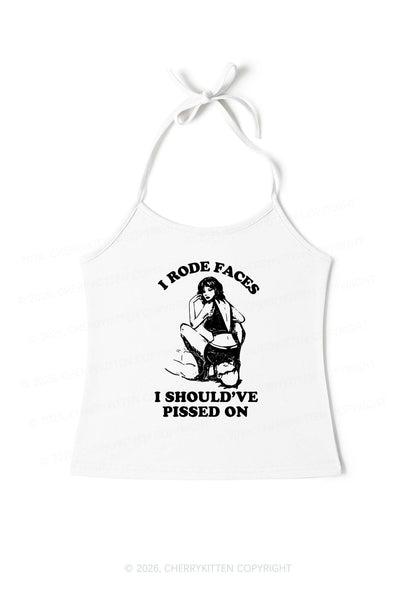 I Rode Faces Y2K Halter Neck Cami Cherrykitten