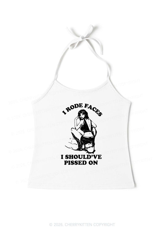 I Rode Faces Y2K Halter Neck Cami Cherrykitten