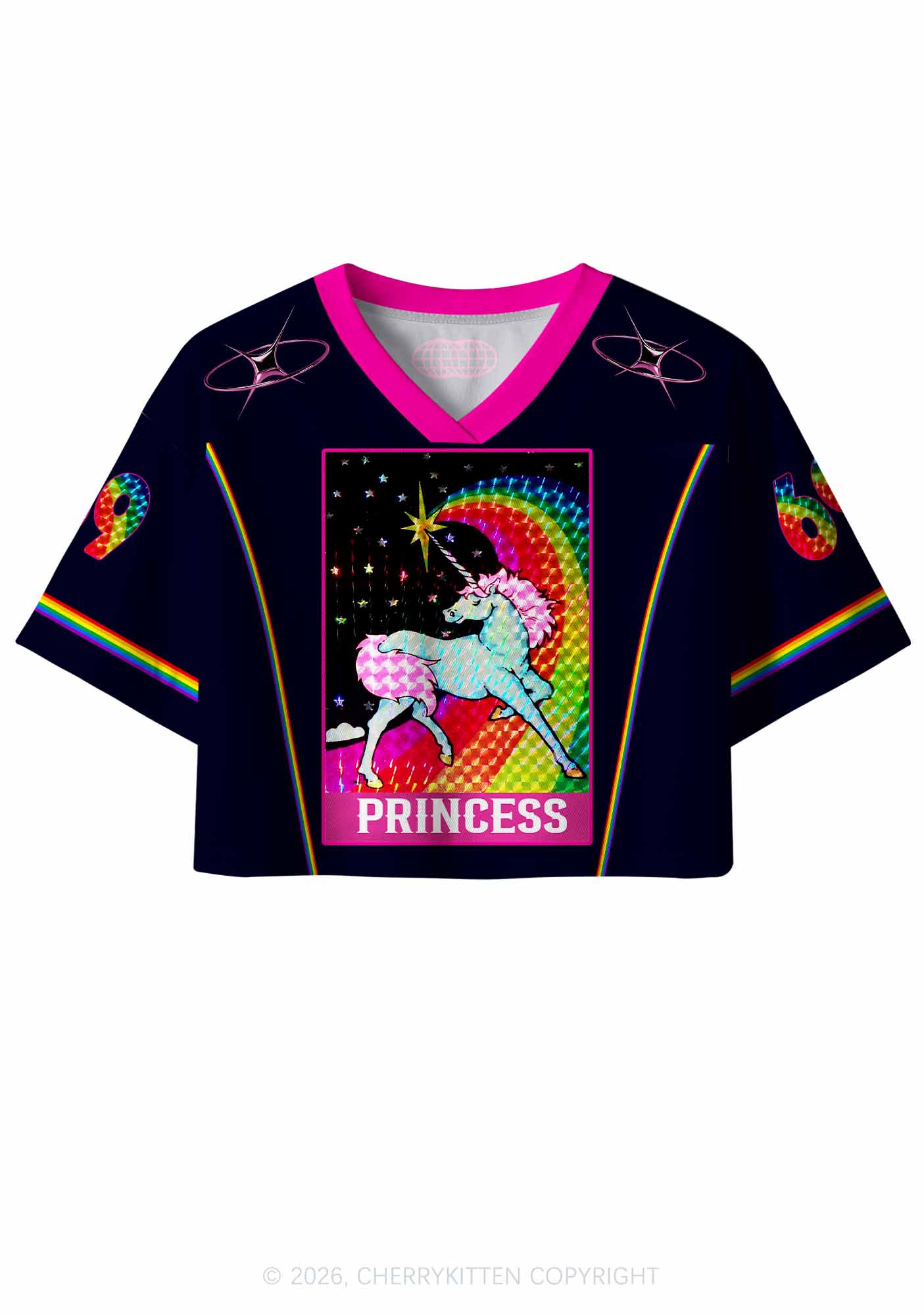 Princess Unicorn Rainbow Y2K Crop Sport Jersey Shirts Cherrykitten