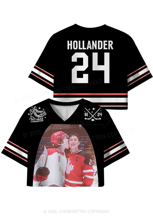 Black Hockey Boys Kissing HR Y2K Crop Sport Jersey Shirts Cherrykitten