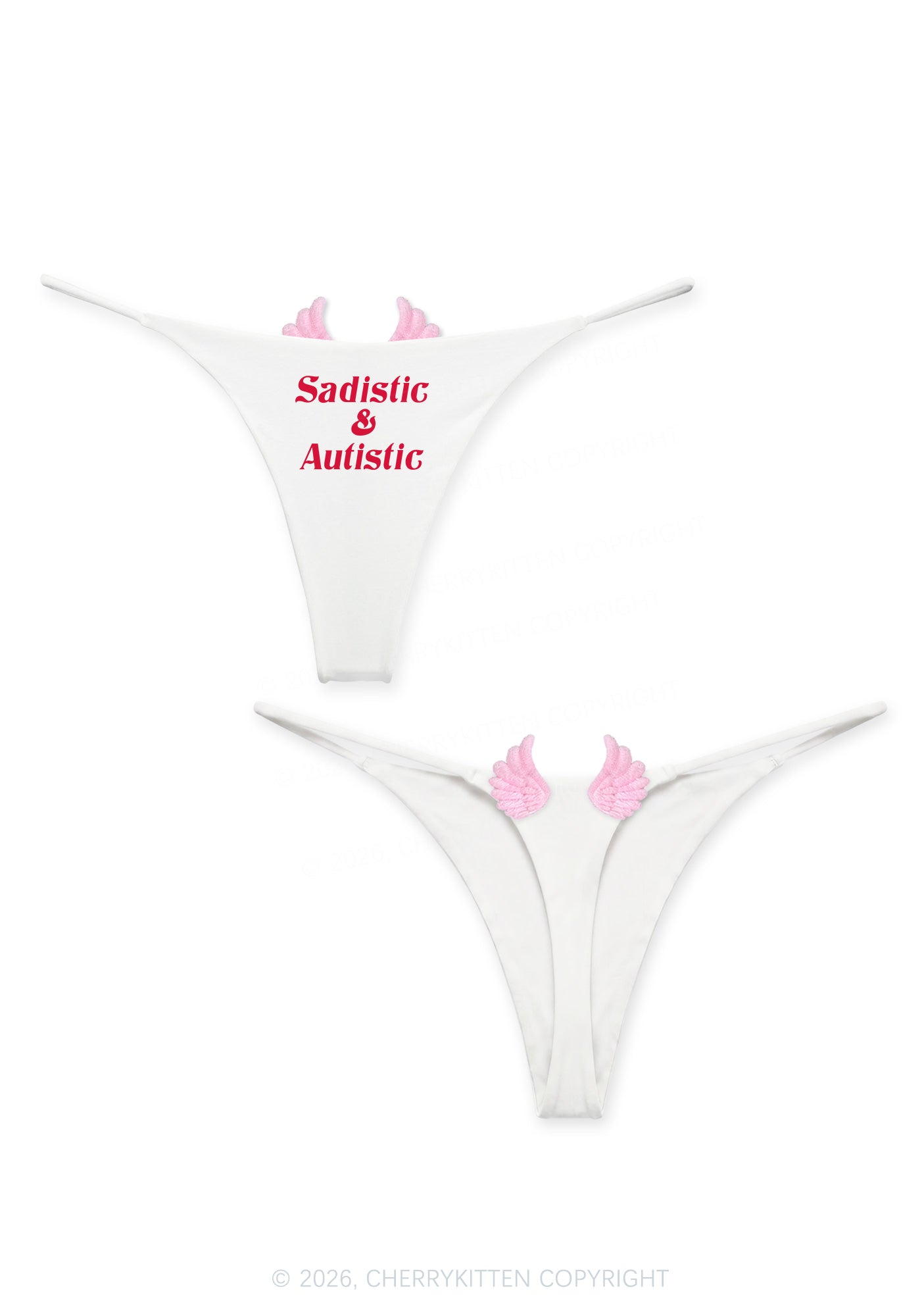 Sadistic Autistic Y2K Goth Angel Wings Bikini String Thong Cherrykitten