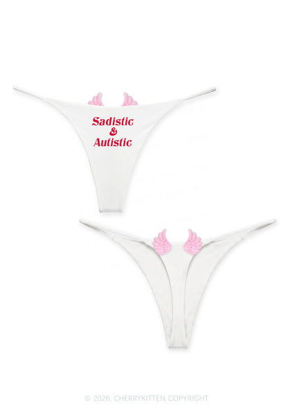 Sadistic Autistic Y2K Goth Angel Wings Bikini String Thong Cherrykitten