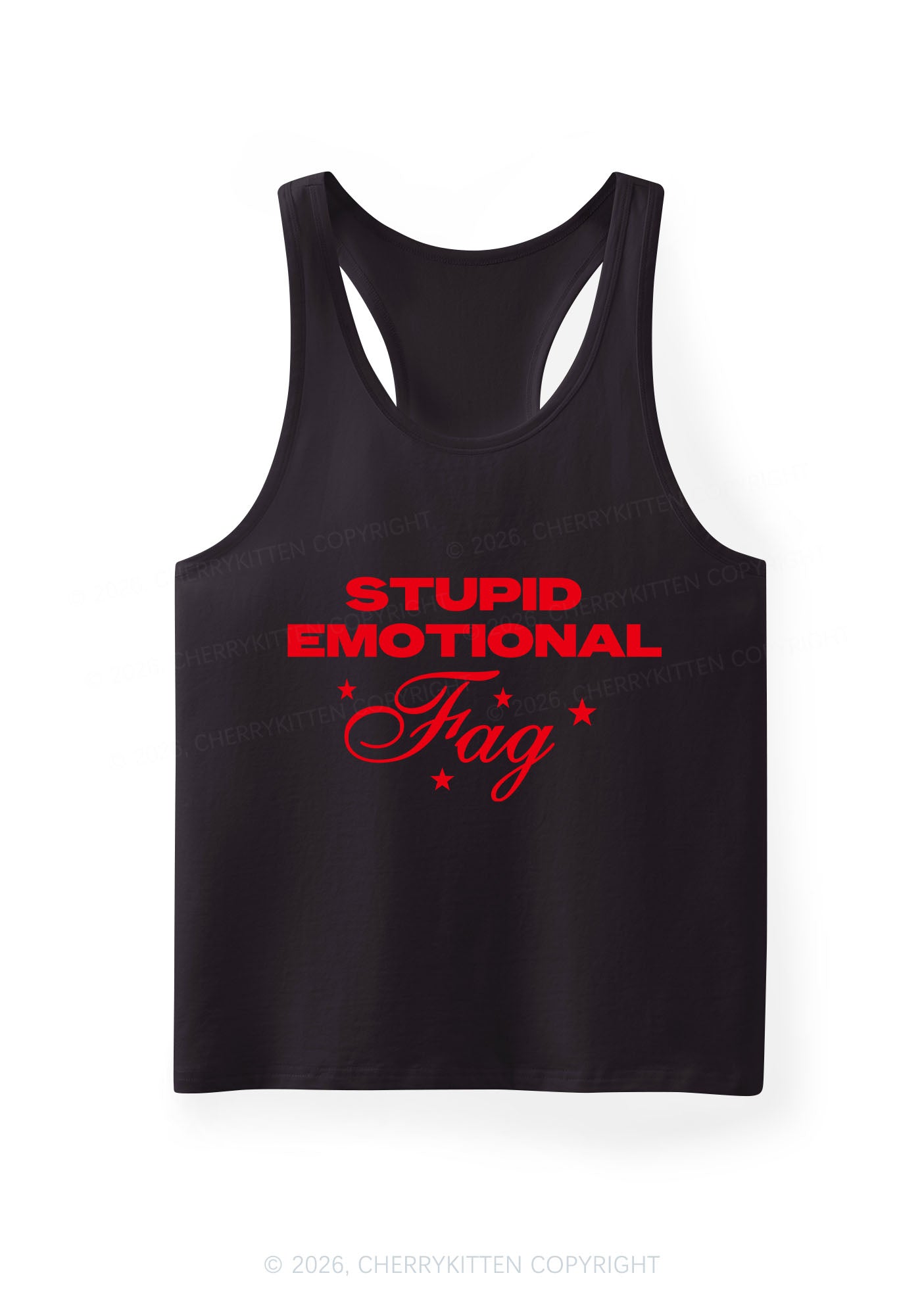 Stupid Emotional Fag Pride Y2K Men Racerback Tank Top Cherrykitten