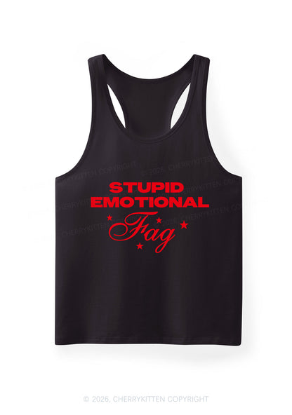 Stupid Emotional Fag Pride Y2K Men Racerback Tank Top Cherrykitten
