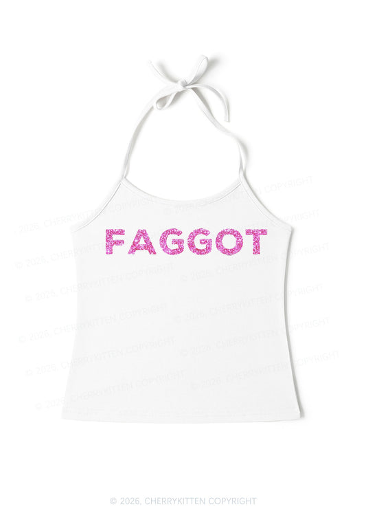 Glitter Faggot Pride Y2K Halter Neck Cami Cherrykitten