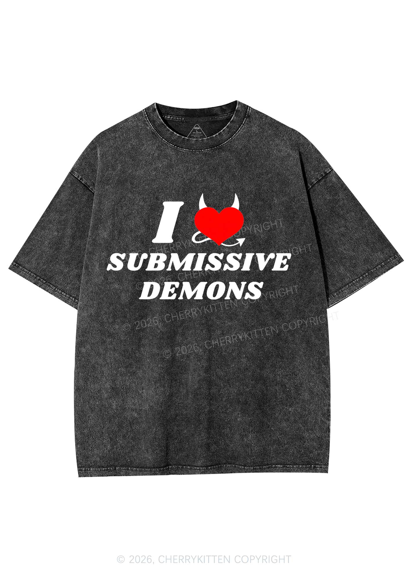 Halloween I Love S Demons Y2K Shirts Washed Tee Cherrykitten