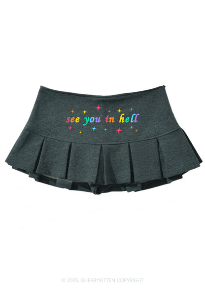 See You In Hell Pride Y2K Mini Pleated Skirts Cherrykitten
