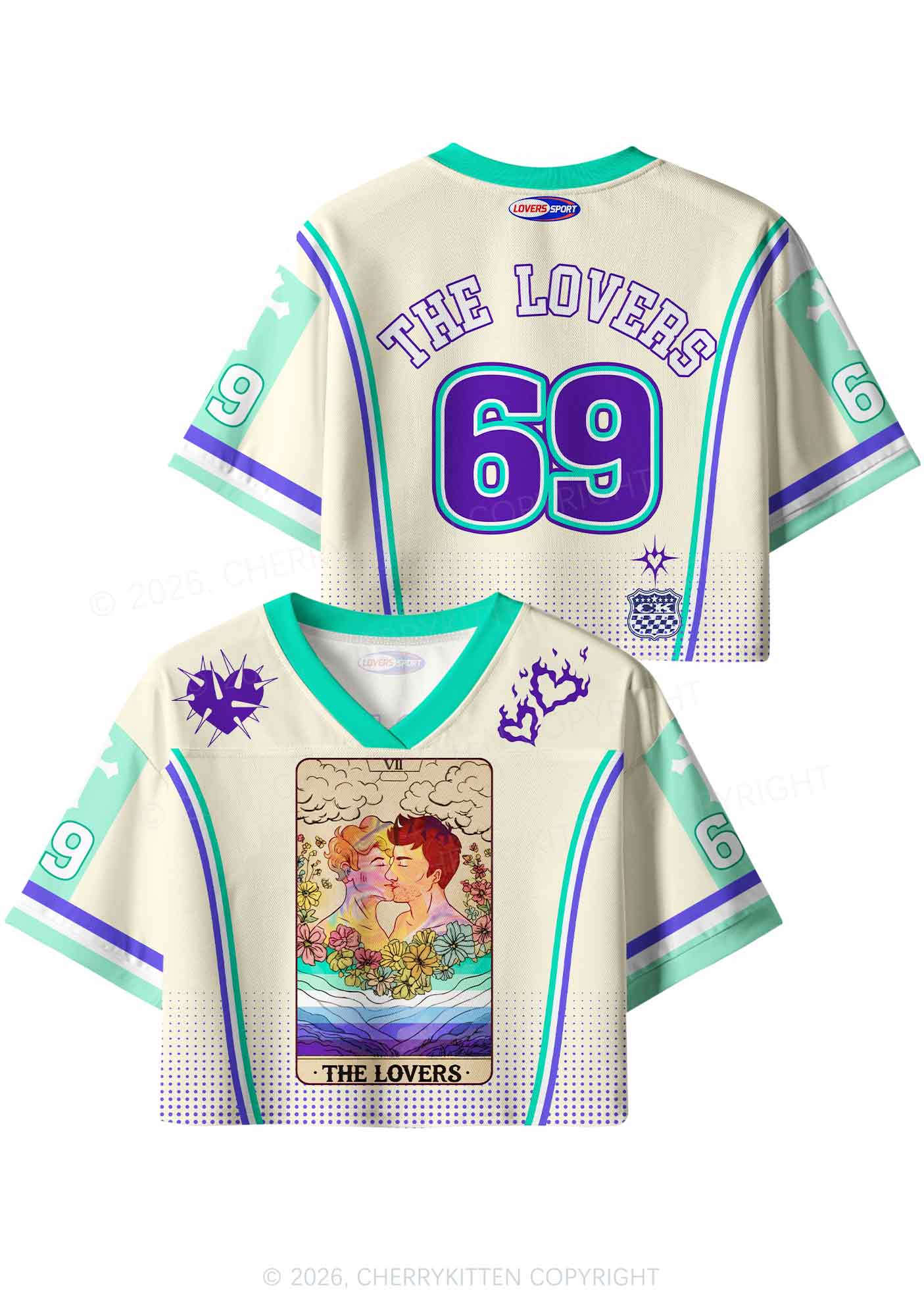 The Lovers Gay Kissing Pride Y2K Crop Sport Jersey Shirts Cherrykitten