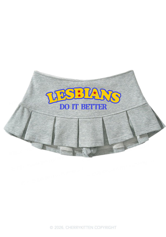 Lesbians Do It Better Pride Y2K Mini Pleated Skirts Cherrykitten