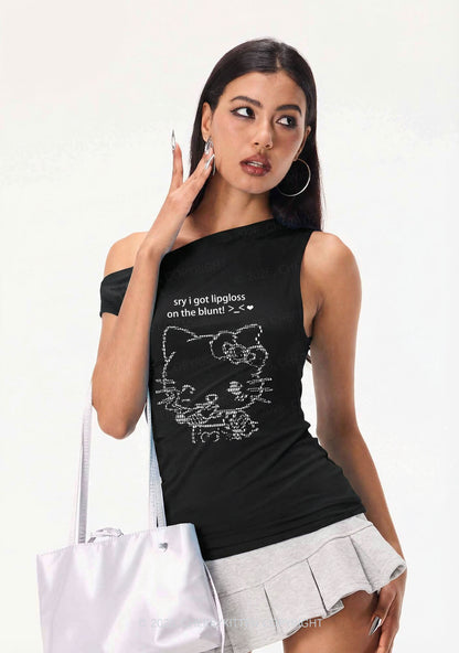 Sorry About Lipgloss Y2K Off Shoulder Tank Top Cherrykitten