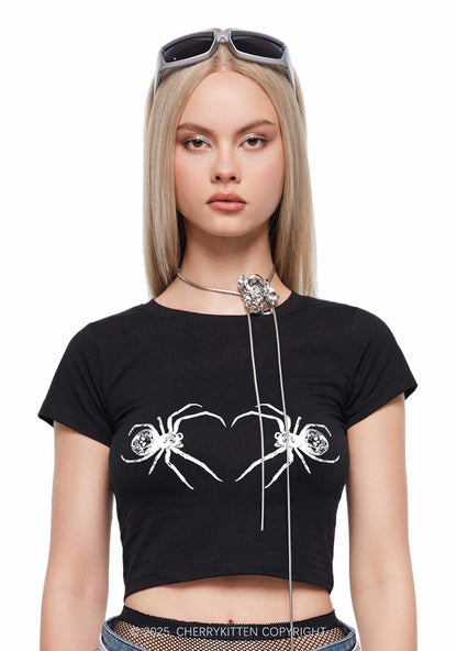 Skull Spider Y2K Baby Tee Cherrykitten