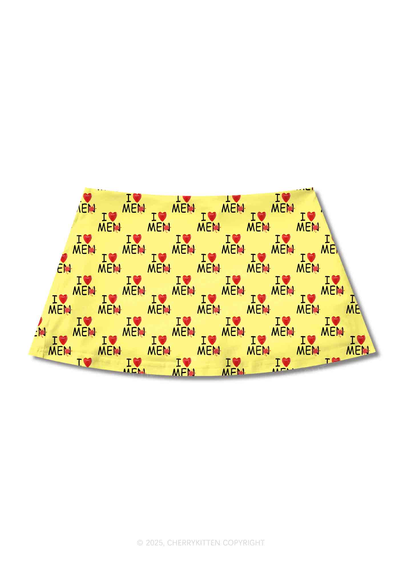 Love Me Not Men Yellow Valentine's Day Y2K Print Mini Skirt Cherrykitten