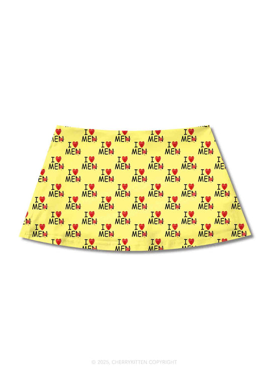 Love Me Not Men Yellow Valentine's Day Y2K Print Mini Skirt Cherrykitten
