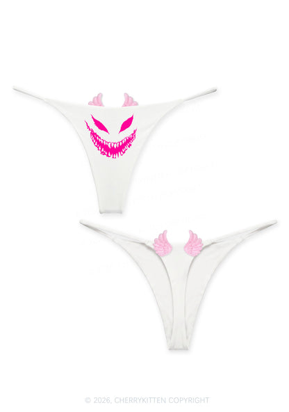 Halloween Smiling Silhouette Y2K Goth Angel Wings Bikini String Thong Cherrykitten