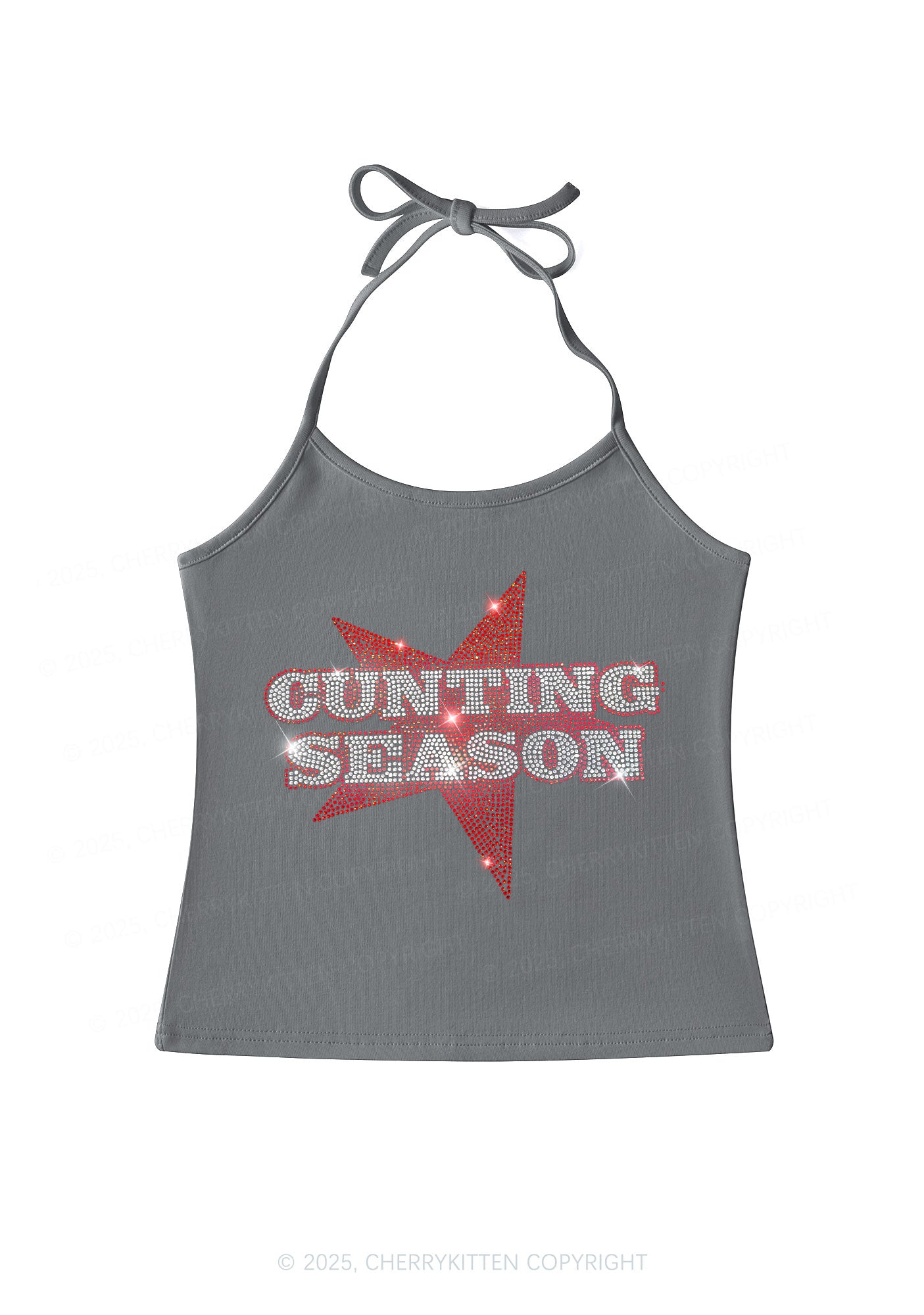 Rhinestone Cxxting Season Y2K Halter Neck Cami Cherrykitten