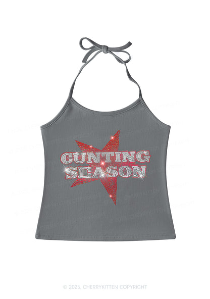 Rhinestone Cxxting Season Y2K Halter Neck Cami Cherrykitten