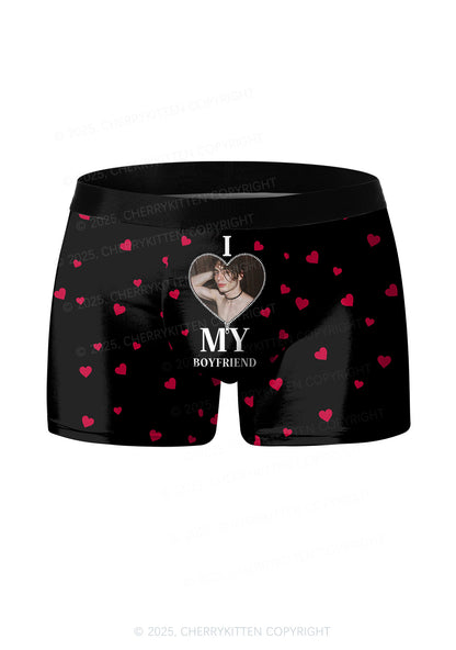 Custom I Love My GF BF Valentine's Day Y2K Print Couples Boxer Briefs Set Cherrykitten