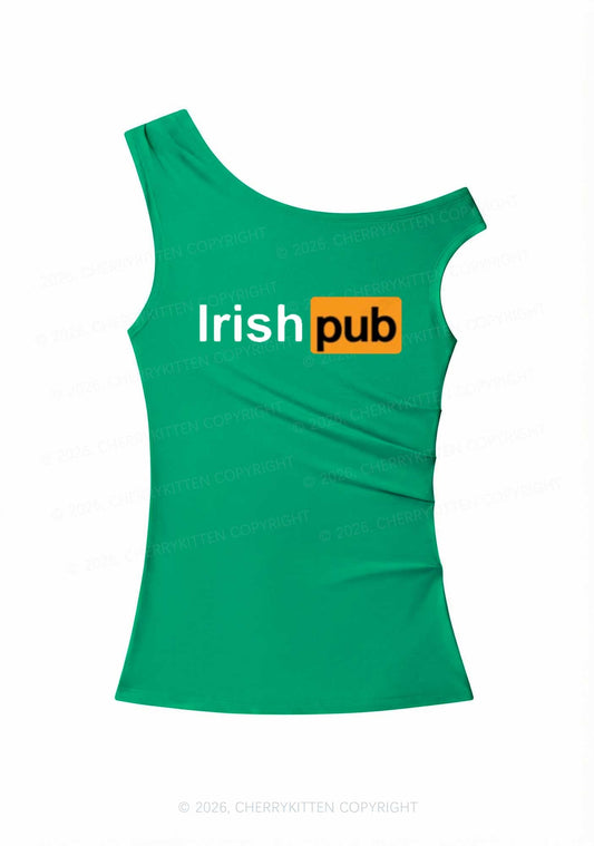 Irish Pub St Patricks Y2K Off Shoulder Tank Top Cherrykitten