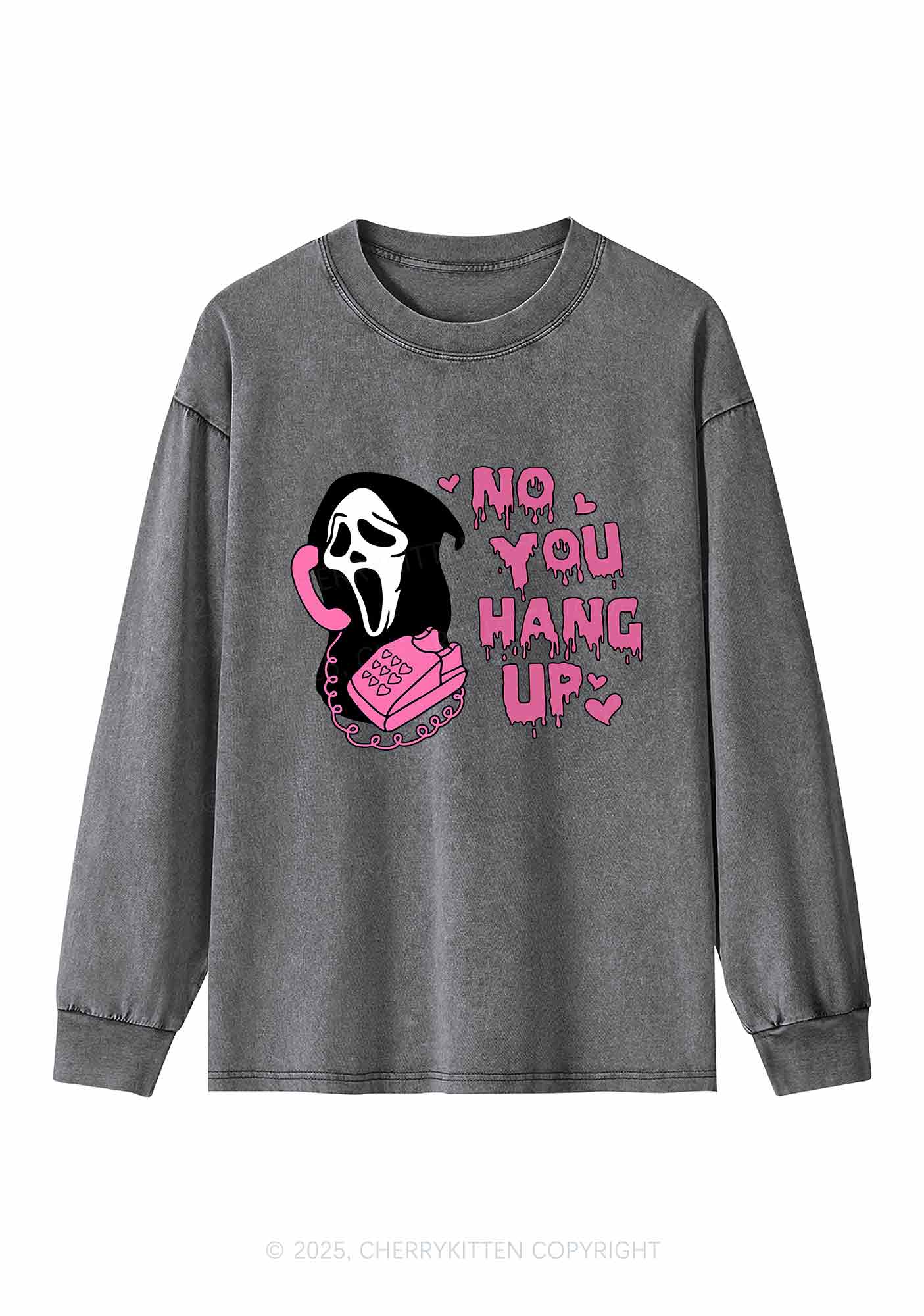 Halloween No You Hang Up Y2K Washed Long Sleeves Cherrykitten